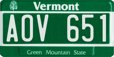 VT license plate AOV651