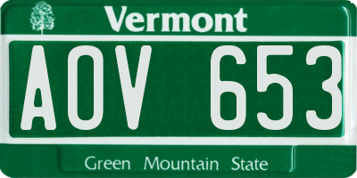 VT license plate AOV653