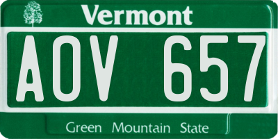 VT license plate AOV657