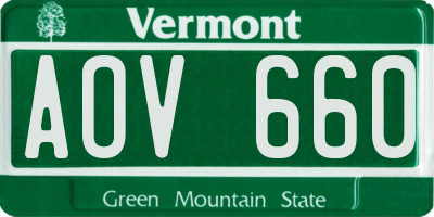 VT license plate AOV660