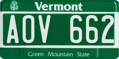 VT license plate AOV662