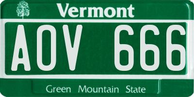 VT license plate AOV666