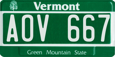 VT license plate AOV667