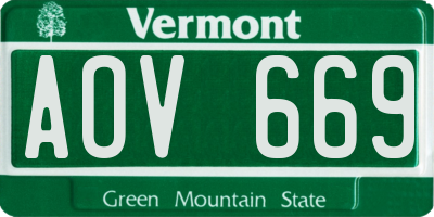 VT license plate AOV669
