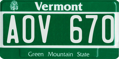 VT license plate AOV670