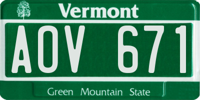 VT license plate AOV671
