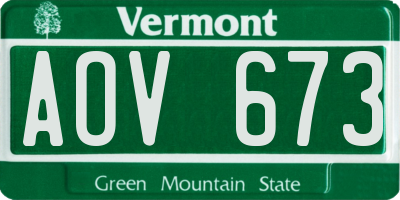 VT license plate AOV673