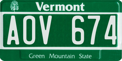 VT license plate AOV674