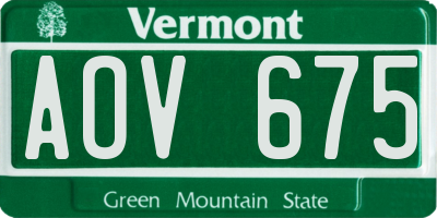 VT license plate AOV675