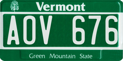 VT license plate AOV676