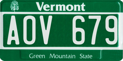 VT license plate AOV679