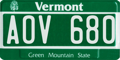 VT license plate AOV680