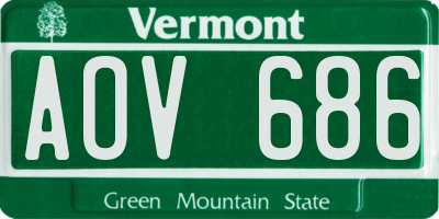 VT license plate AOV686