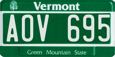 VT license plate AOV695