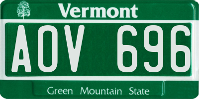 VT license plate AOV696