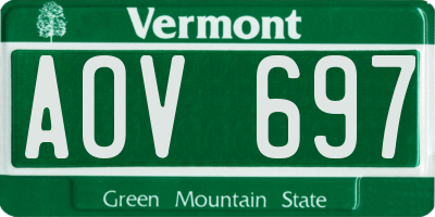VT license plate AOV697