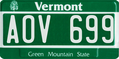 VT license plate AOV699