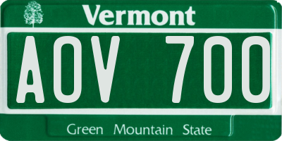 VT license plate AOV700