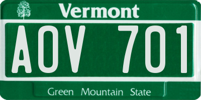 VT license plate AOV701