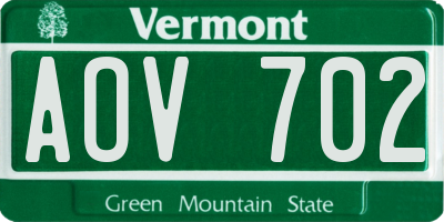 VT license plate AOV702