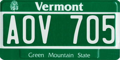 VT license plate AOV705