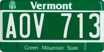 VT license plate AOV713