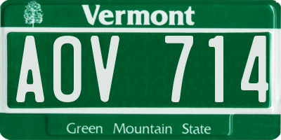 VT license plate AOV714
