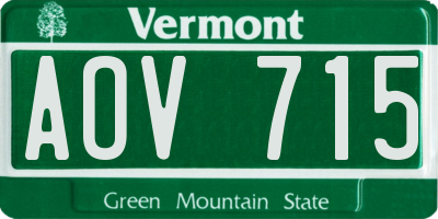 VT license plate AOV715