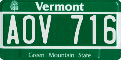 VT license plate AOV716