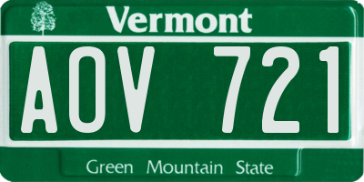 VT license plate AOV721