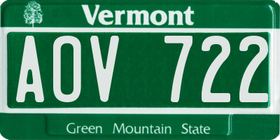 VT license plate AOV722