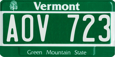 VT license plate AOV723