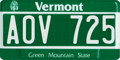 VT license plate AOV725