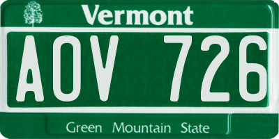 VT license plate AOV726