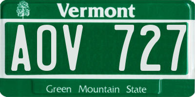 VT license plate AOV727