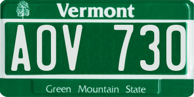 VT license plate AOV730