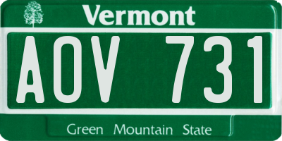 VT license plate AOV731