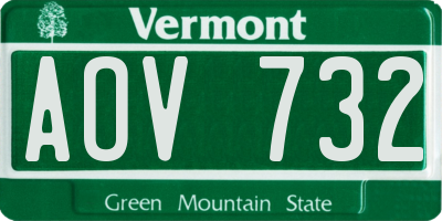 VT license plate AOV732