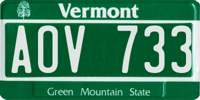 VT license plate AOV733