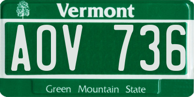VT license plate AOV736