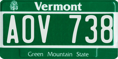 VT license plate AOV738