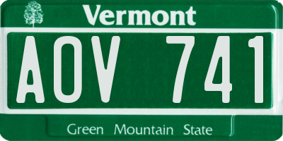 VT license plate AOV741