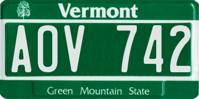 VT license plate AOV742