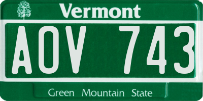 VT license plate AOV743