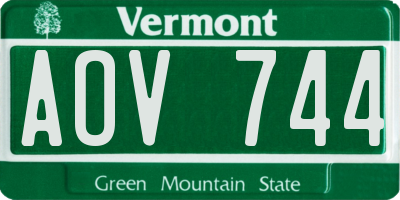 VT license plate AOV744