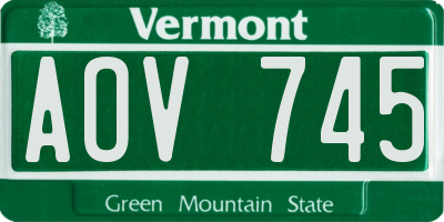 VT license plate AOV745