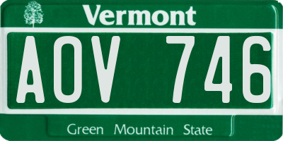 VT license plate AOV746
