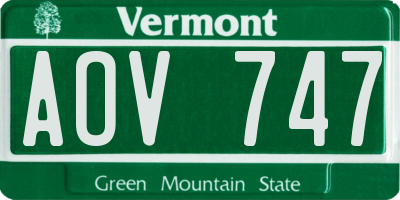 VT license plate AOV747