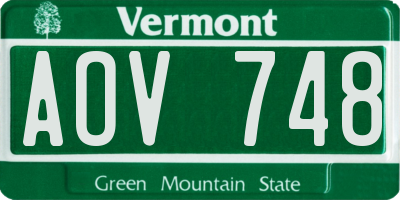 VT license plate AOV748