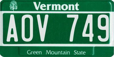 VT license plate AOV749